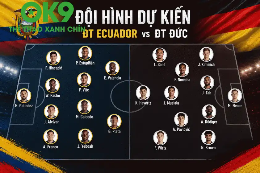 Đội hình chiến thuật trận Ecuador vs Đức Đội hình dự kiến Ecuador vs Đức